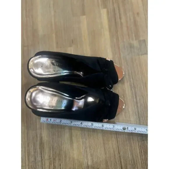 Ted Baker Marinax Black Suede Peep Toe Mule Pumps Size 7.5 - Picture 7 of 7